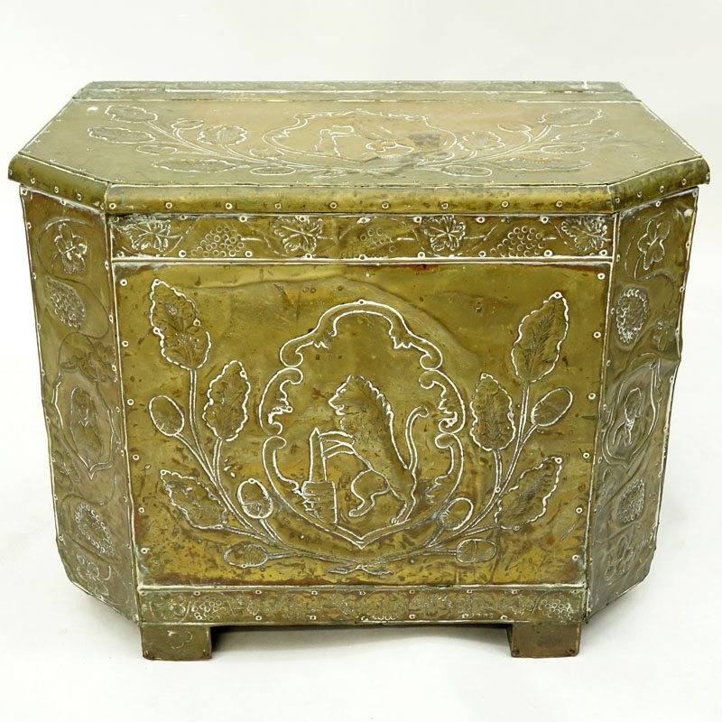 Early Tooled Brass Covered Wood Chest