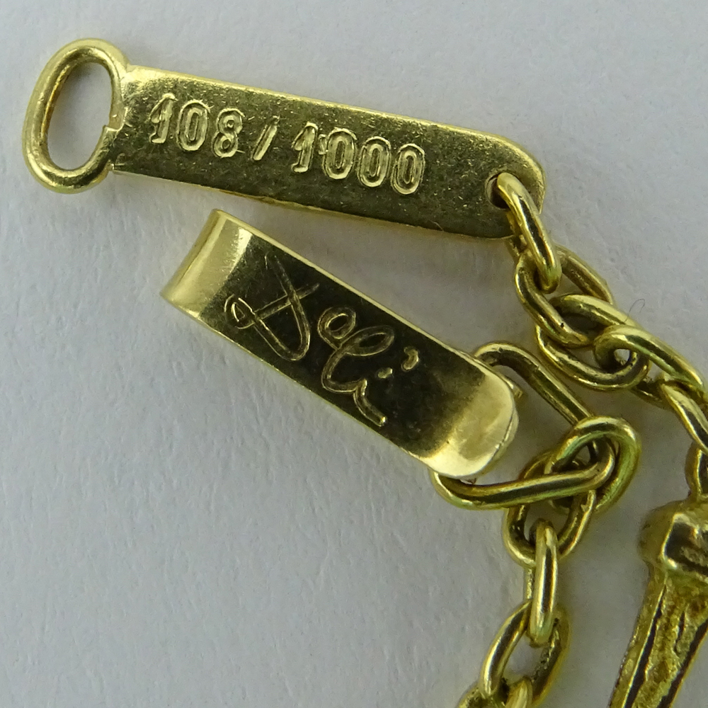 Salvador Dali Christo de San Juan 18 Karat Yellow Gold Jesus Pendant Necklace and Bracelet Suite with Suede Pouch