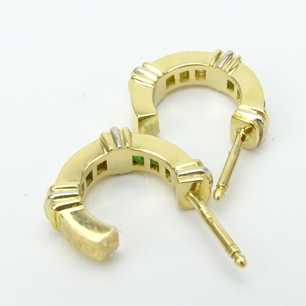 Cartier Contessa Diamond & Emerald 18k Yellow Gold Small Hoop Earrings