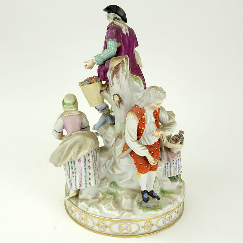 19th Century Meissen Hand Painted Porcelain Figural Group