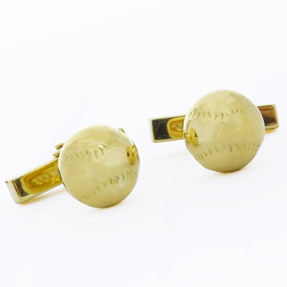 Men's Tiffany & Co 18 Karat Yellow Gold Baseball Cufflinks
