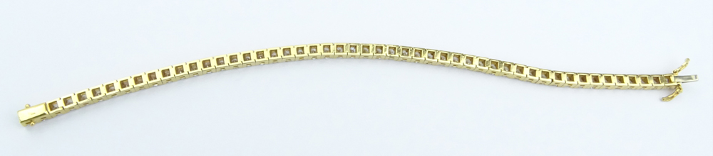 7.0 Carat Round Brilliant Cut Diamond and 18 Karat Yellow Gold Tennis Bracelet.