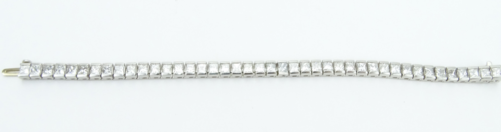 17.04 Carat Princess Cut Diamond and Platinum Tennis Bracelet.