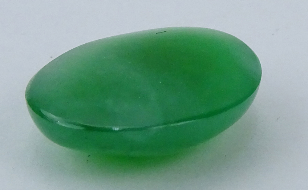 14.40 Carat Oval Cabochon Apple Green Natural Jadeite Jade,