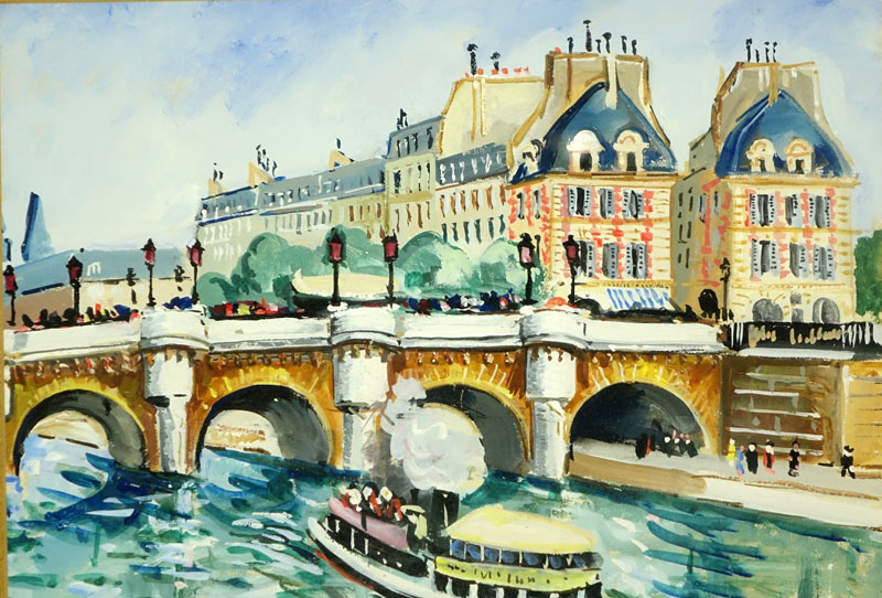 Lucien Genin, French (1894-1958) Gouache on paper "Le Pont Neuf"