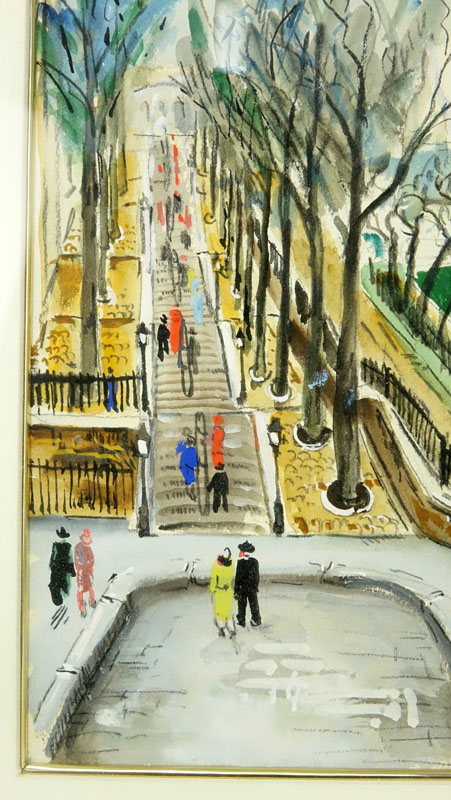 Lucien Genin, French (1894-1958) Gouache on paper "Montmartre, Sacré-Cœur, Paris"