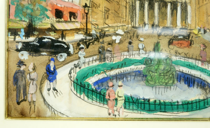 Lucien Genin, French (1894-1958) Gouache on paper "Place du Panthéon"