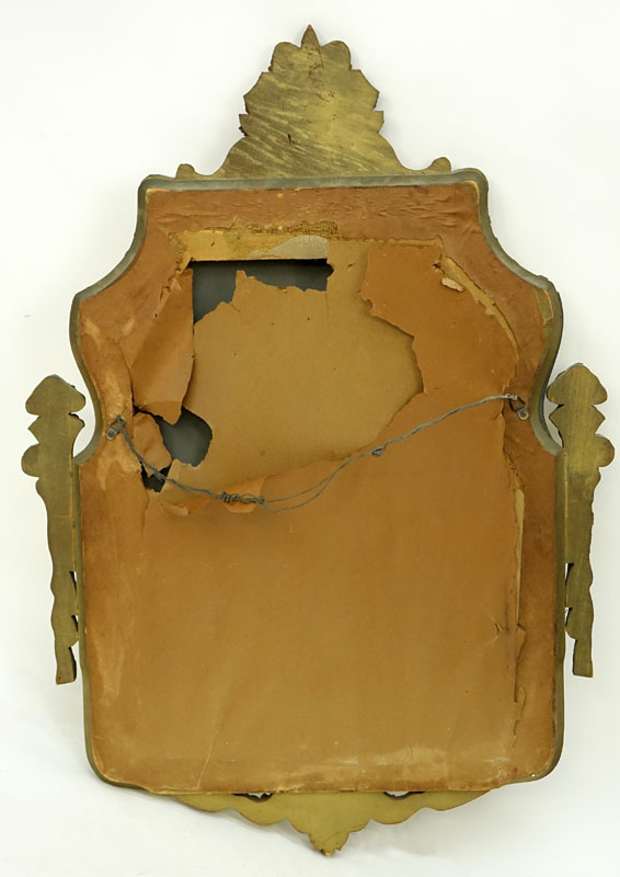 Mid-Century Giltwood Mirror with Inset Decorative Plaque
