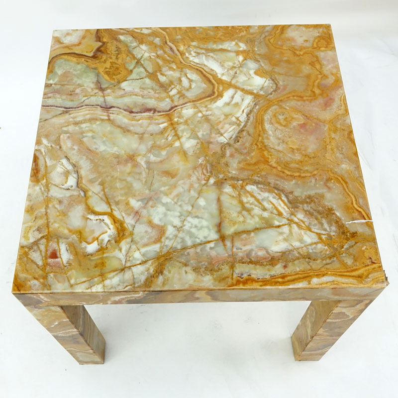 Mid Century Modern Multi Green to Russet Onyx End Table