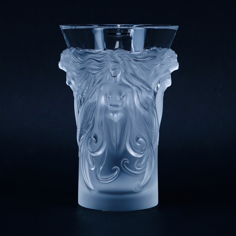 Lalique Crystal "Fantasia" Vase In Box