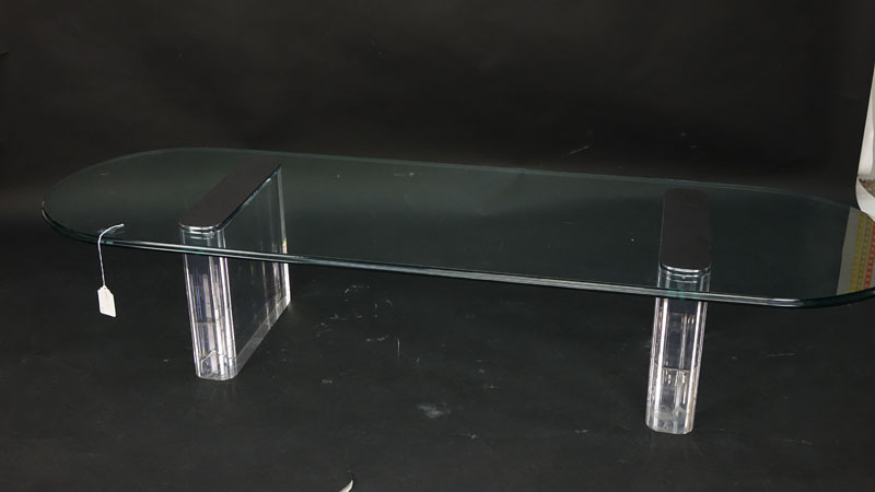 Vintage Lucite, Chrome and Glass Top Coffee Table Attributed to Pace
