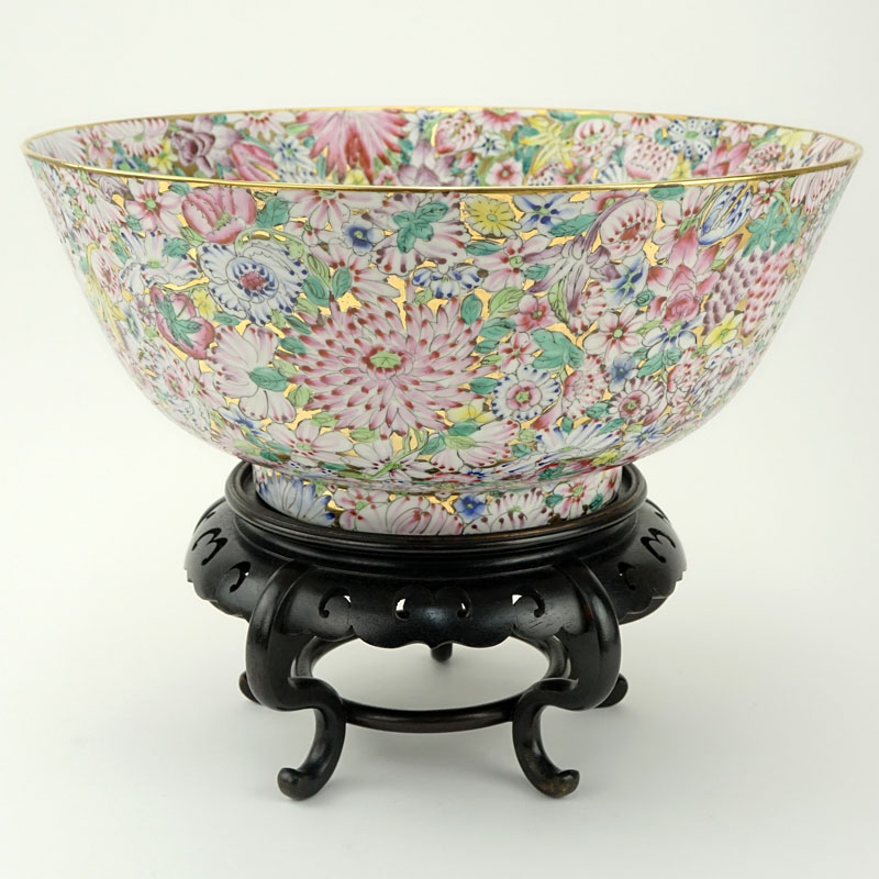 Very Large Chinese Porcelain Bowl On Stand