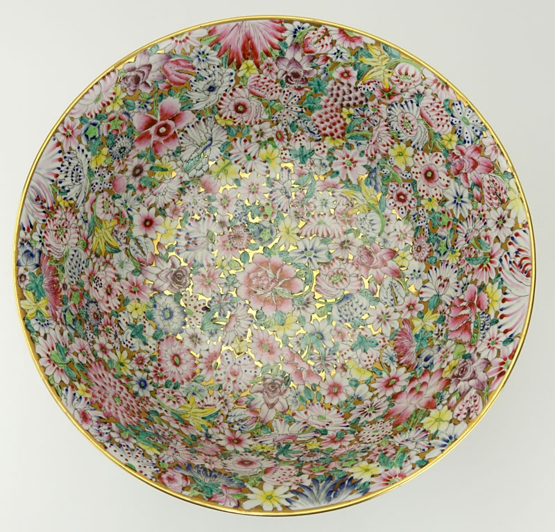 Very Large Chinese Porcelain Bowl On Stand