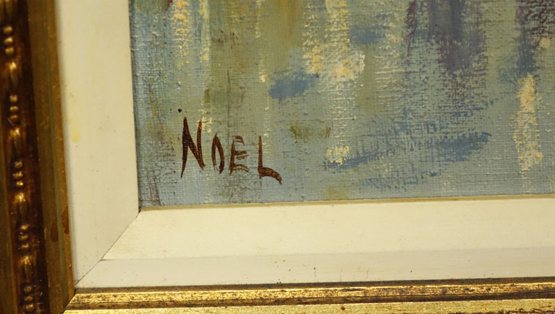 Pair Mid-Century Paris Street Oil On Canvas paintings Signed Noel