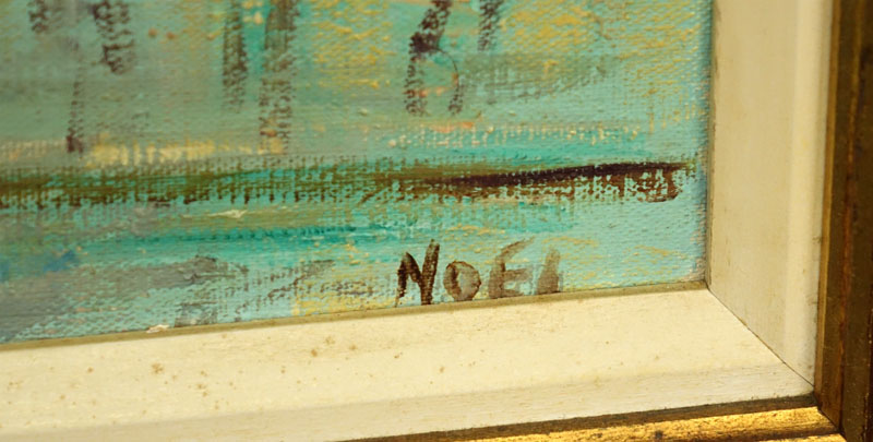 Pair Mid-Century Paris Street Oil On Canvas paintings Signed Noel