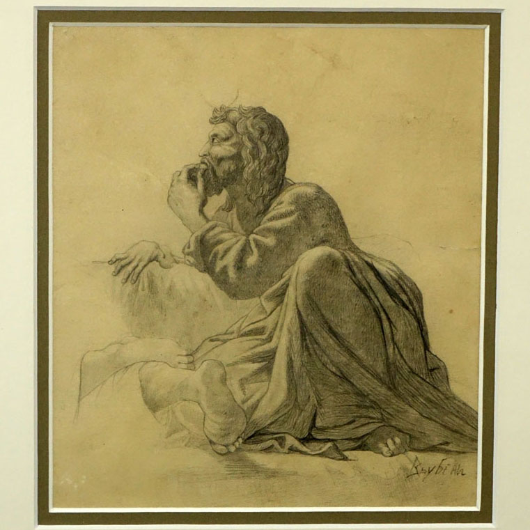 Attributed to: Mikhail Aleksandrovich Vrubel, Russian (1856 - 1910) Pencil on paper "The Devil"