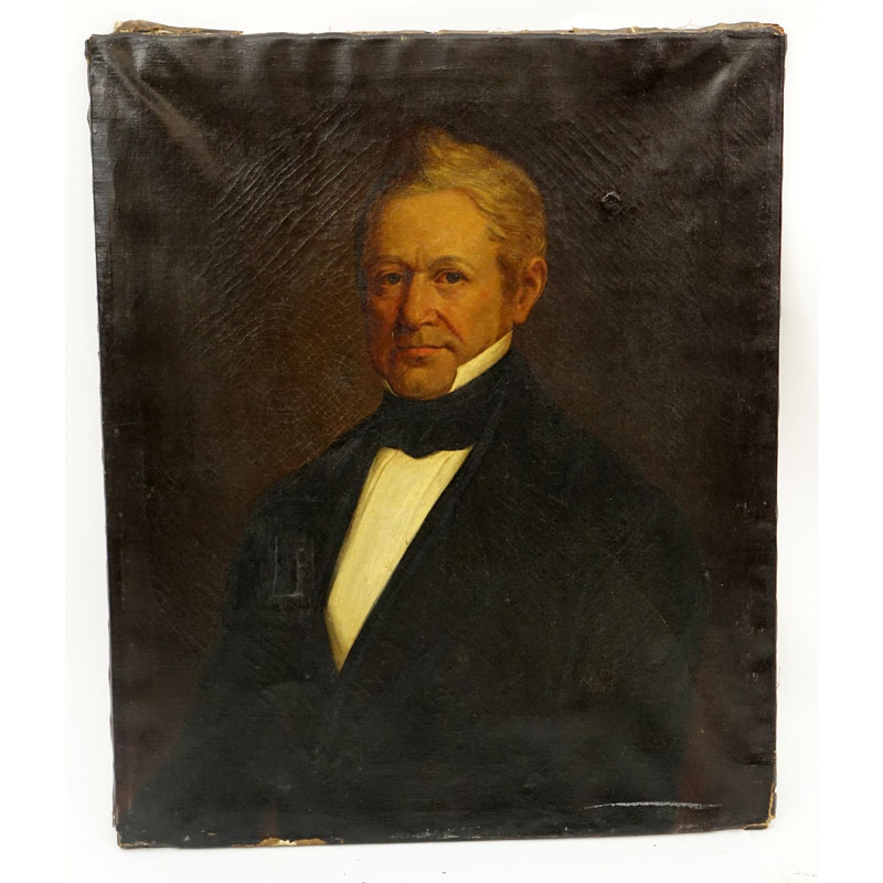 Circa 1860 American Oil on Canvas, Portrait of a Gentleman