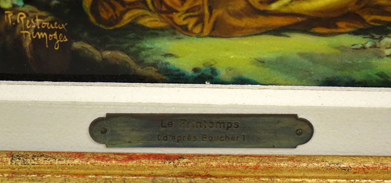 Limoges Enamel Painting On Copper "Le Printemps (d'apres Boucher)"