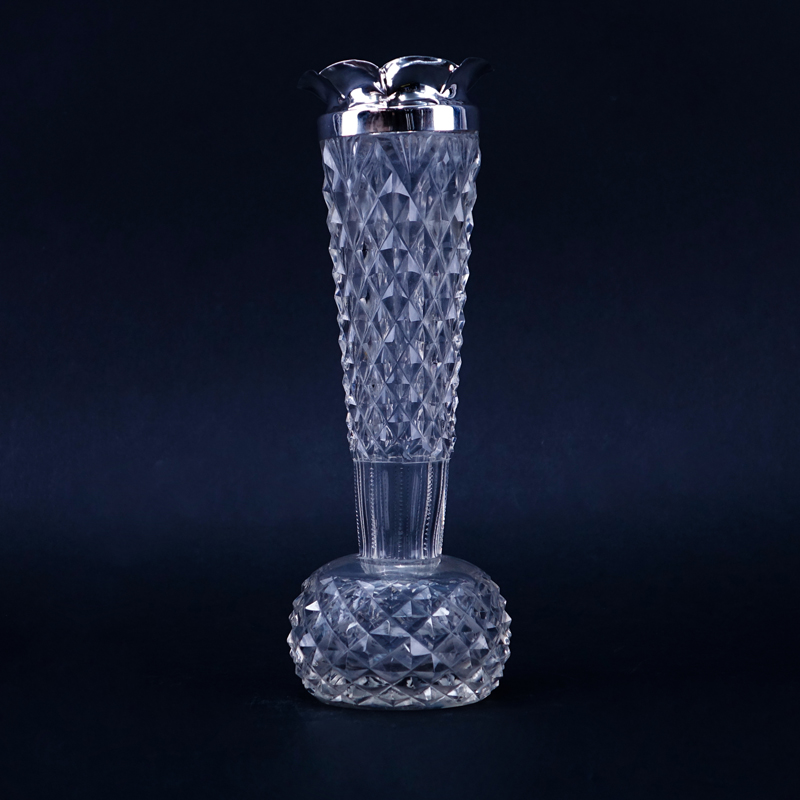 William Hutton & Sons Ltd Sterling Mounted and Cut Glass Vase
