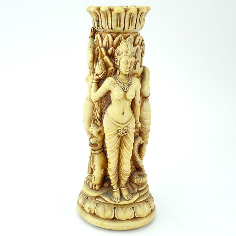 Vintage Tibetan Three Nudes Polychrome Composition Figurine