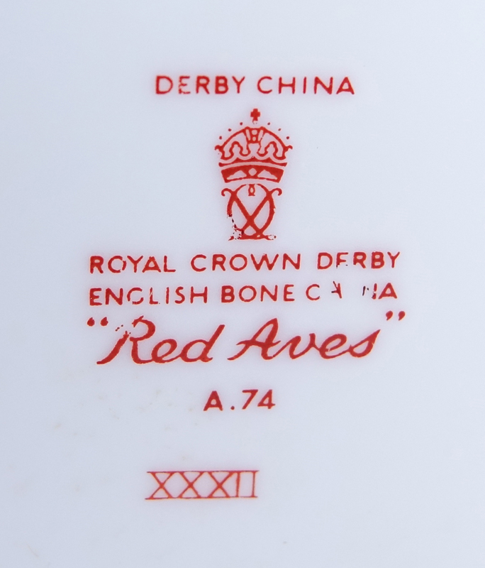 Four (4) Pieces Royal Crown Derby Red Aves Porcelain Tableware