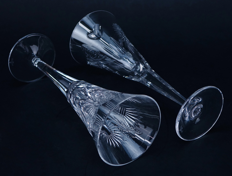 Pair Waterford Cut Crystal Toasting Flutes "Millennium Collection"