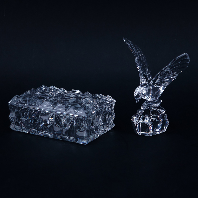 Tiffany & Co. Crystal Dresser Box and a Val St Lambert Crystal Bird Figurine