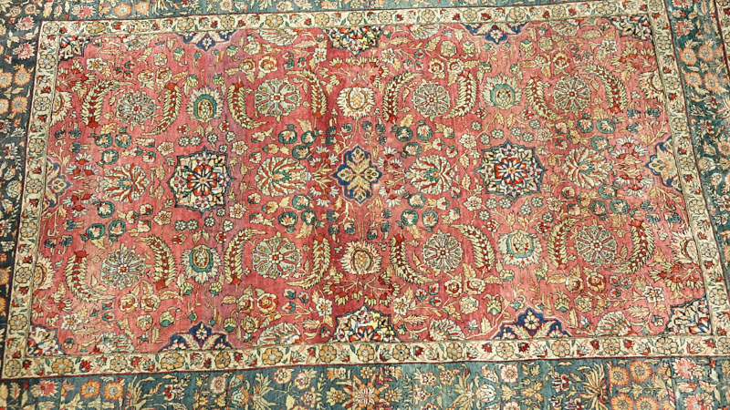 Semi Antique Persian Style Floral Silk Rug