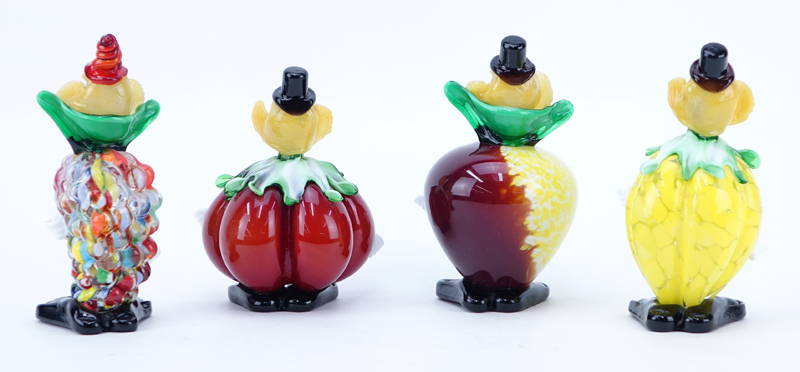 Collection Of Four (4) Vintage Murano Art Glass Clowns