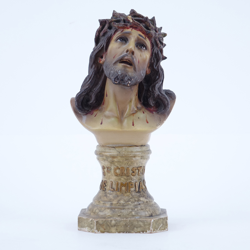 Vintage Terracotta Bust Of Jesus