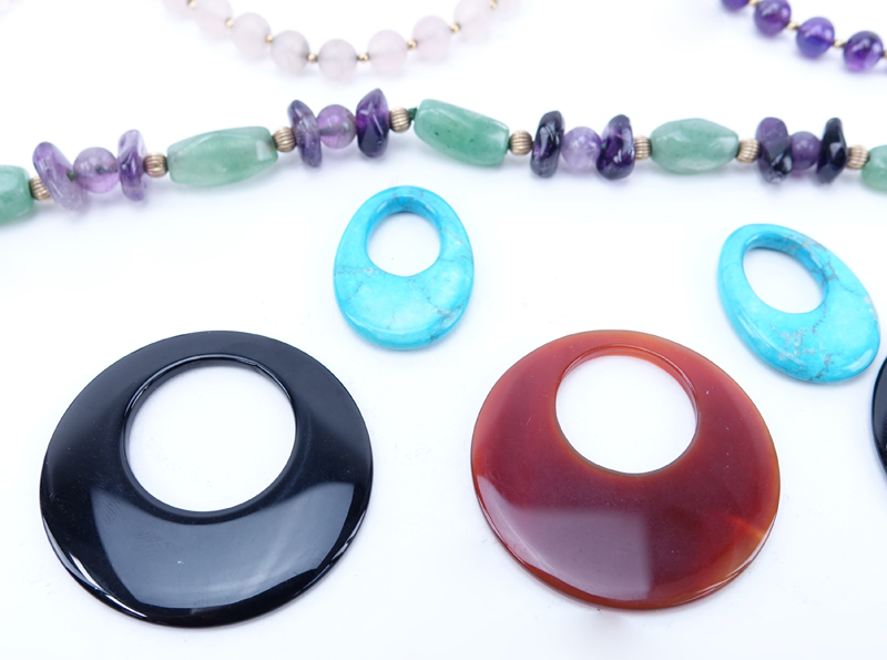 Lot of Eight (8) Vintage Gemstone Necklaces and Earrings