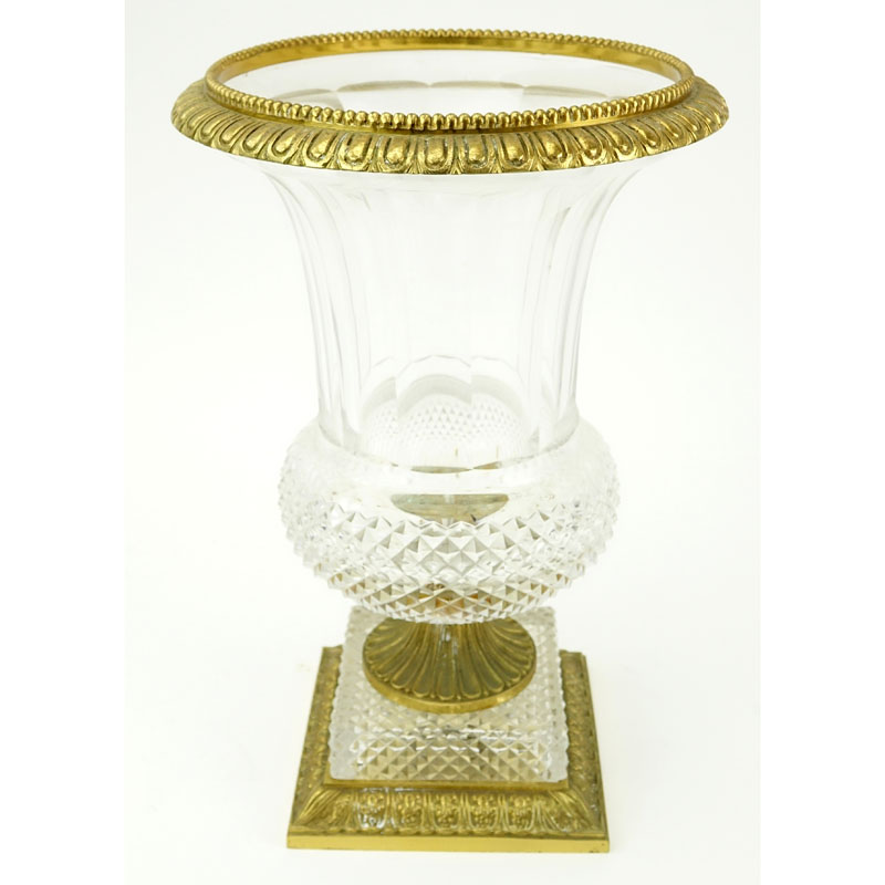 Baccarat Style Bronze Mounted Crystal Urn