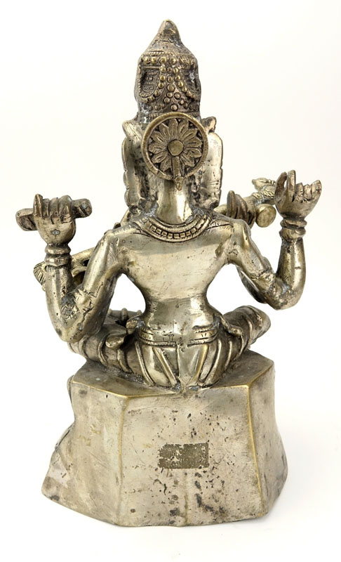 20th Century Hindu Bronze Sculpture of a Seated Goddess Lakshmi