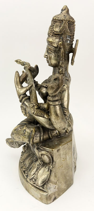 20th Century Hindu Bronze Sculpture of a Seated Goddess Lakshmi