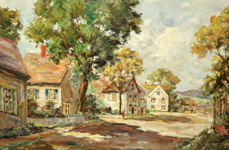 Frances H. McKay American (born1880- ) Oil on Canvas "Village Road". 