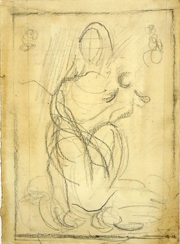 Attributed to: Alexei Yegorovitch Egorov, Russian (1776 - 1851) Charcoal on laid paper "Madonna and Child"