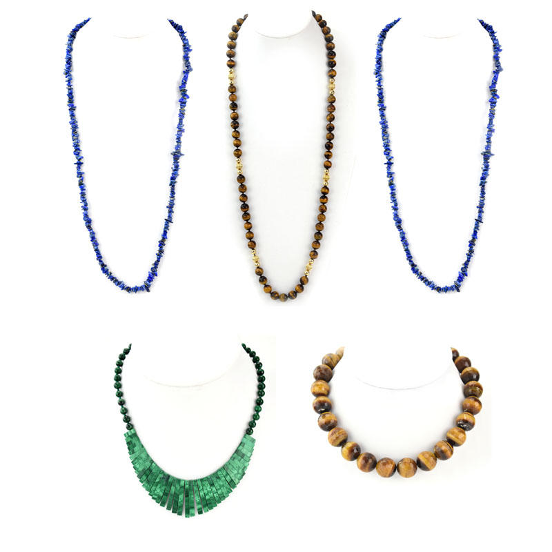 Five (5) Vintage Semi-Precious Stone Necklaces