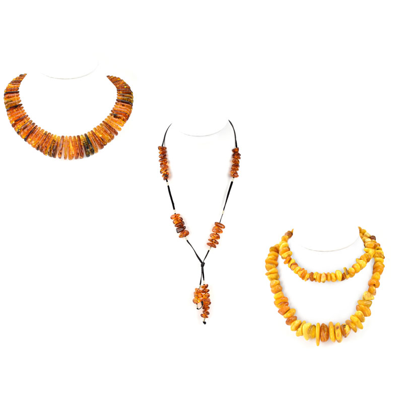 Lot of Three (3) Amber Beaded Necklaces