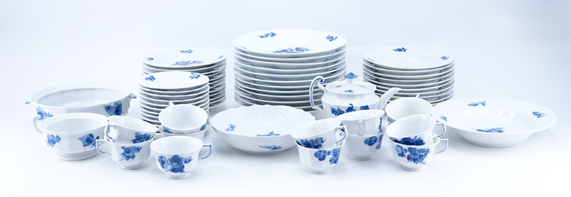 Sixty-Four (64) Pieces Royal Copenhagen Blue Flowers Dinnerware