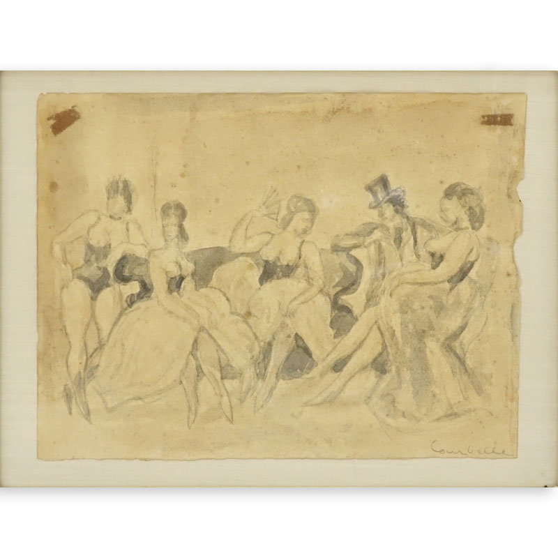 19/20th Century Pencil Drawing On Paper "Ladies Of The Brothel"