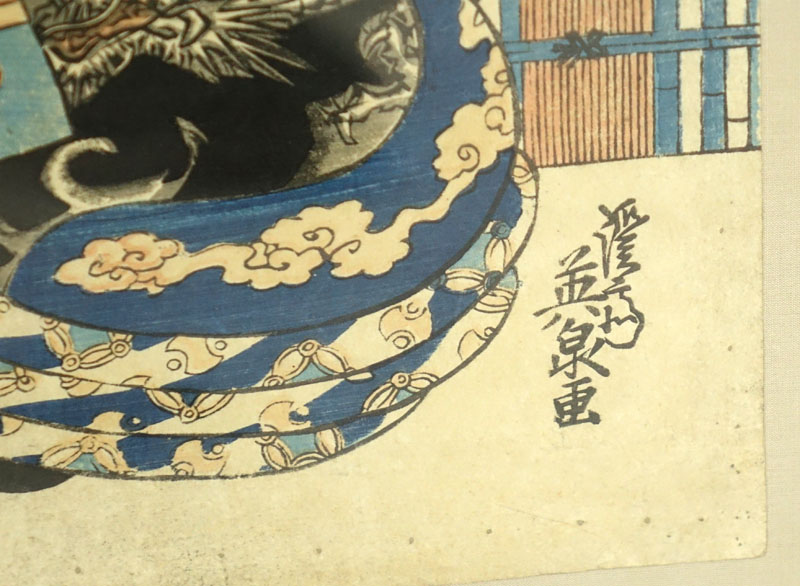 19th Century Japanese Wood Block Print By Yeisen (1809-1849)