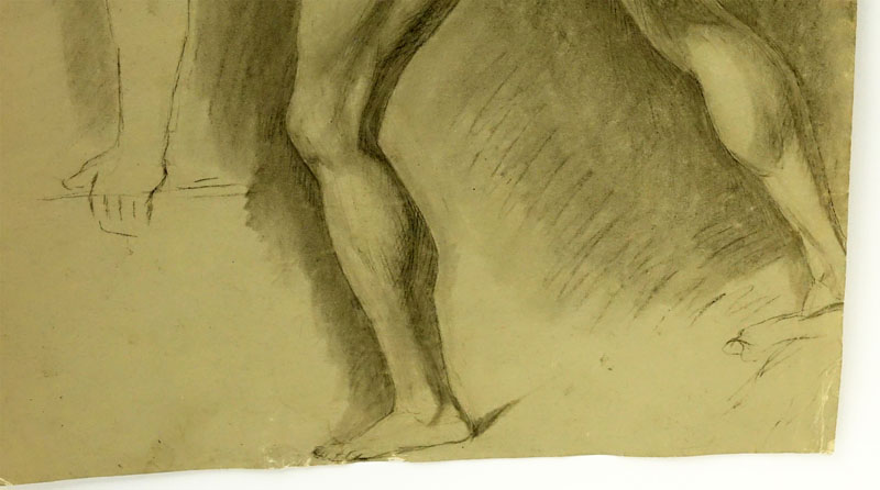 18/19th Century Italian Academic Graphite On Paper "Male Nude Study"