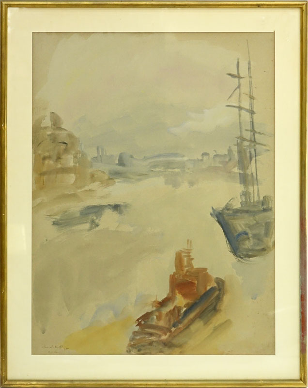 Mane Katz, American/Russian (1894 - 1962) Watercolor on paper "London" Signed, titled and dated '25 lower left