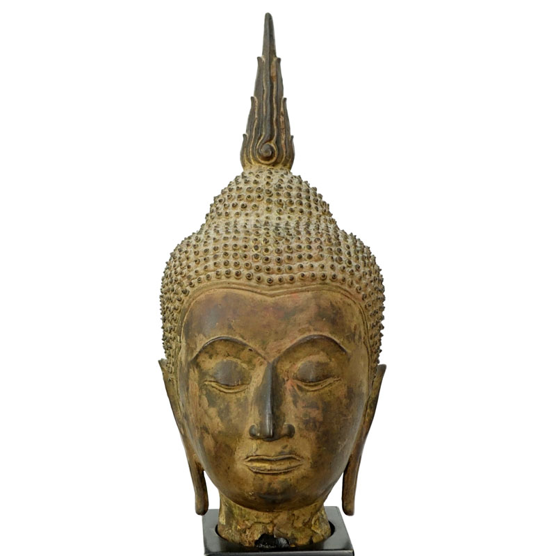 Early Thai Sukhothai style Bronze Head of Buddha Shakyamuni