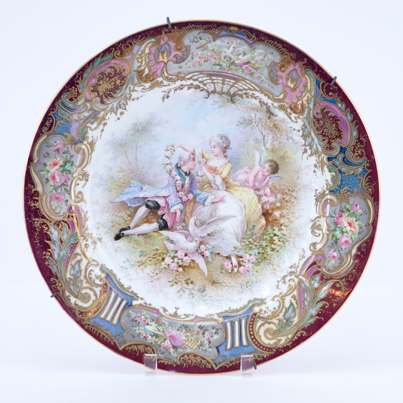Large 19/20th Century Sevres Luster and Gilt Hand painted Charger