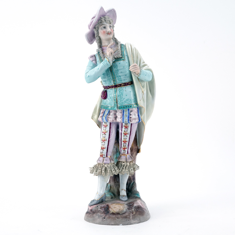 Antique Rudolstadt Figure Of A Gentleman With Lace Adorned Costume.