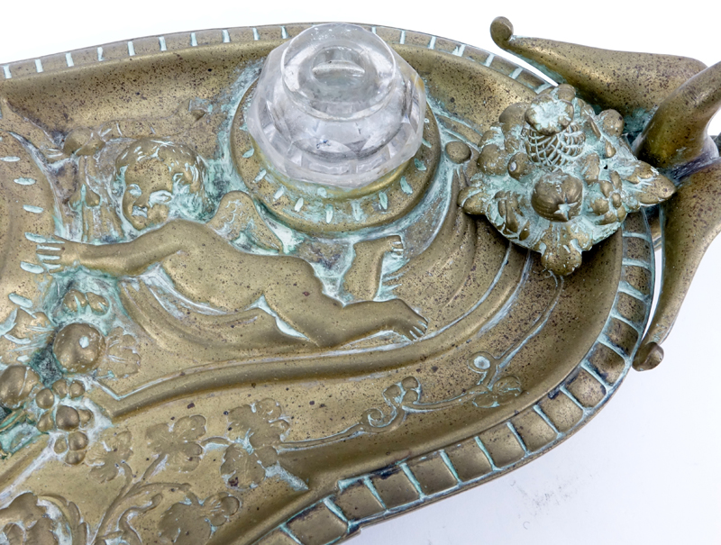 Art Nouveau Style Gilt Bronze Inkwell.