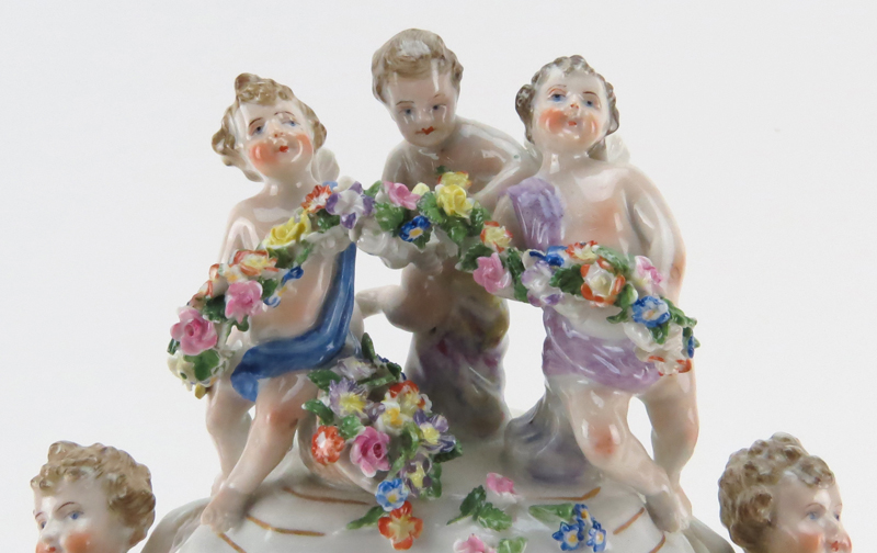 Meissen Style Porcelain Figural Clock