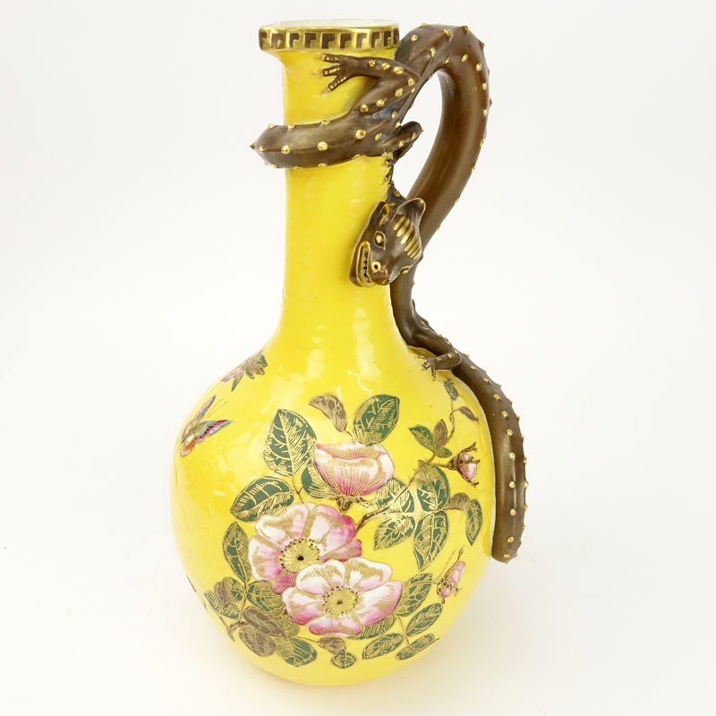 19th Century Royal Worcester Lizard Handle Ewer