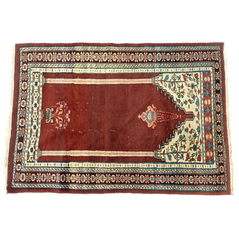 Semi-Antique Turkish Prayer Rug